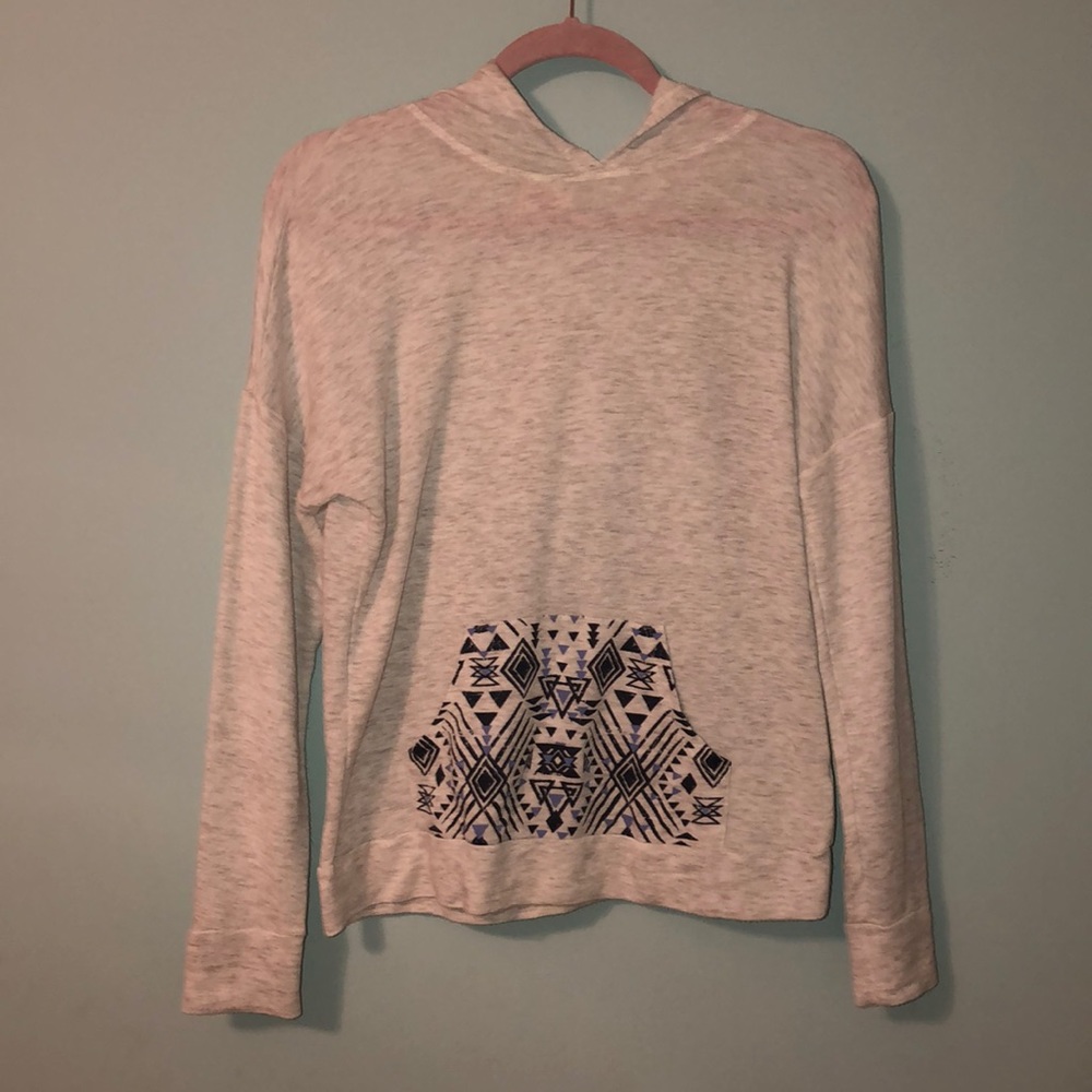 Grey Hoodie with Tribal Pocket